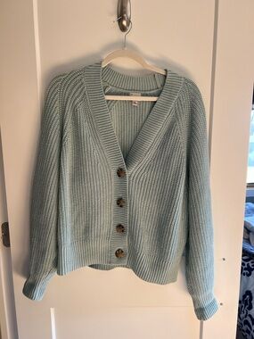 a new day Light Sage Ribbed Button-Front Cardigan